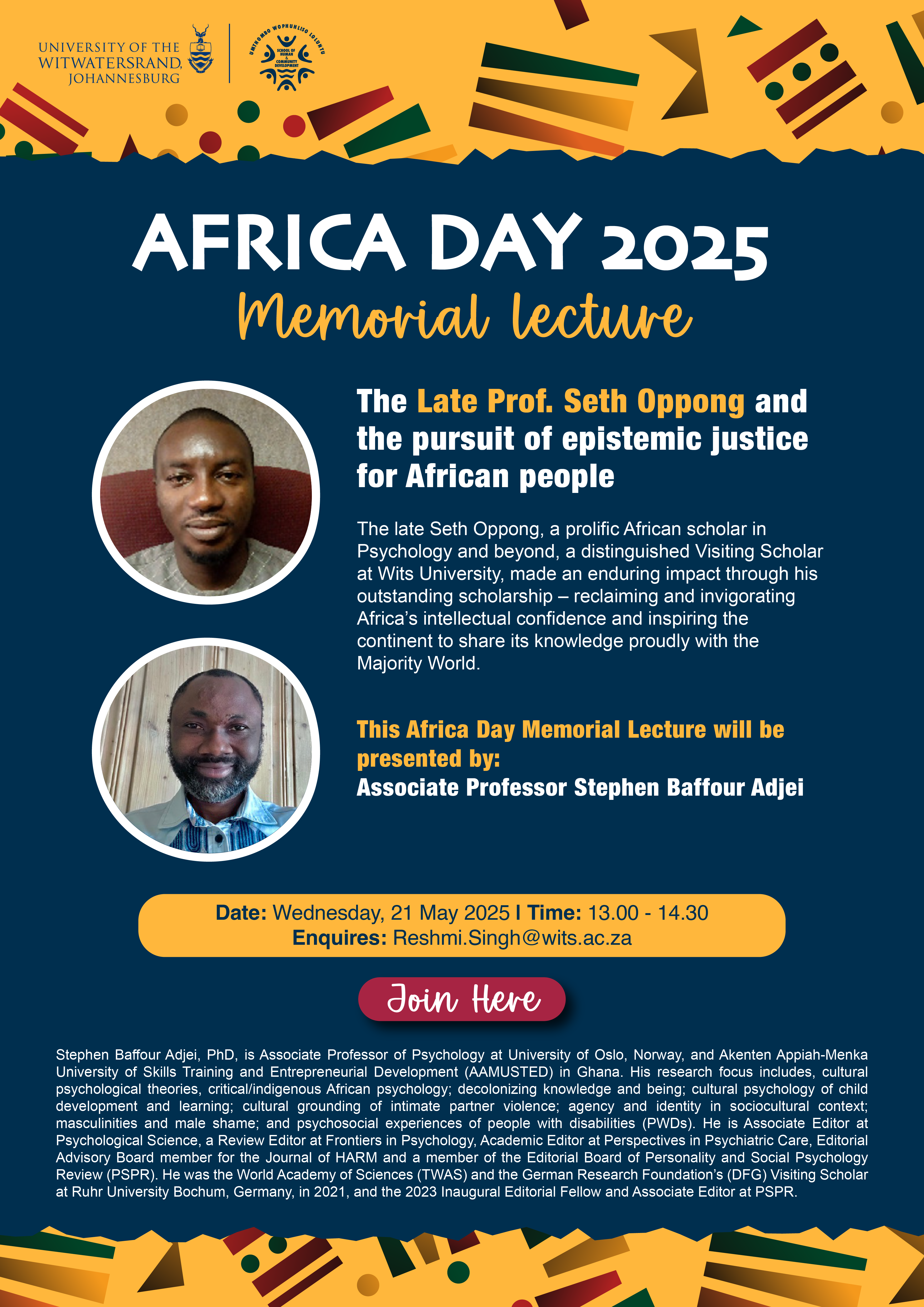 Africa Day Memorial Lecture in honour of Prof. Seth Oppong